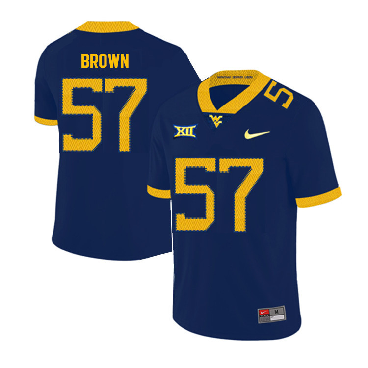 2019 Men #57 Michael Brown West Virginia Mountaineers College Football Jerseys Sale-Navy